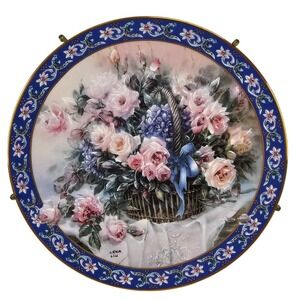 VTG Lena Liu Roses Basket Bouquets Plate Limited Edition W.S. George 1992 Floral